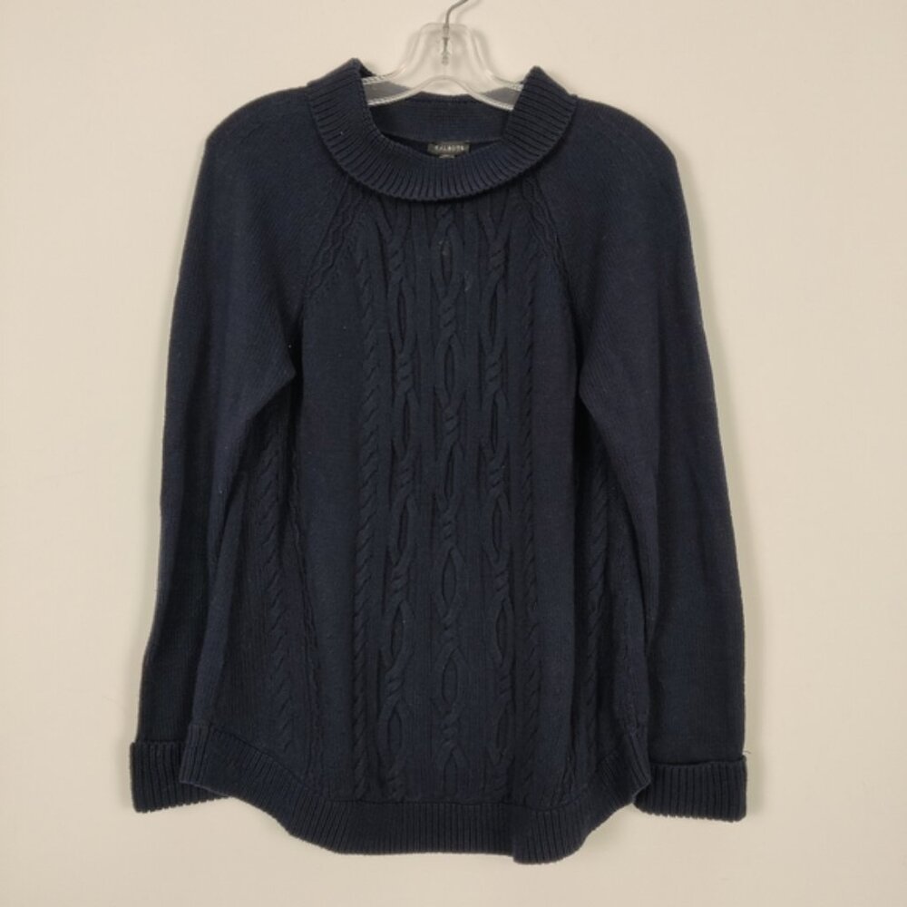Talbot's Women's 100% Cotton Cable Knit Sweater Sz Large Bateau Neck Heavyweight